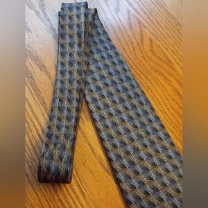 Van Heusen Black, Gray, Brown Geometric Silk Tie